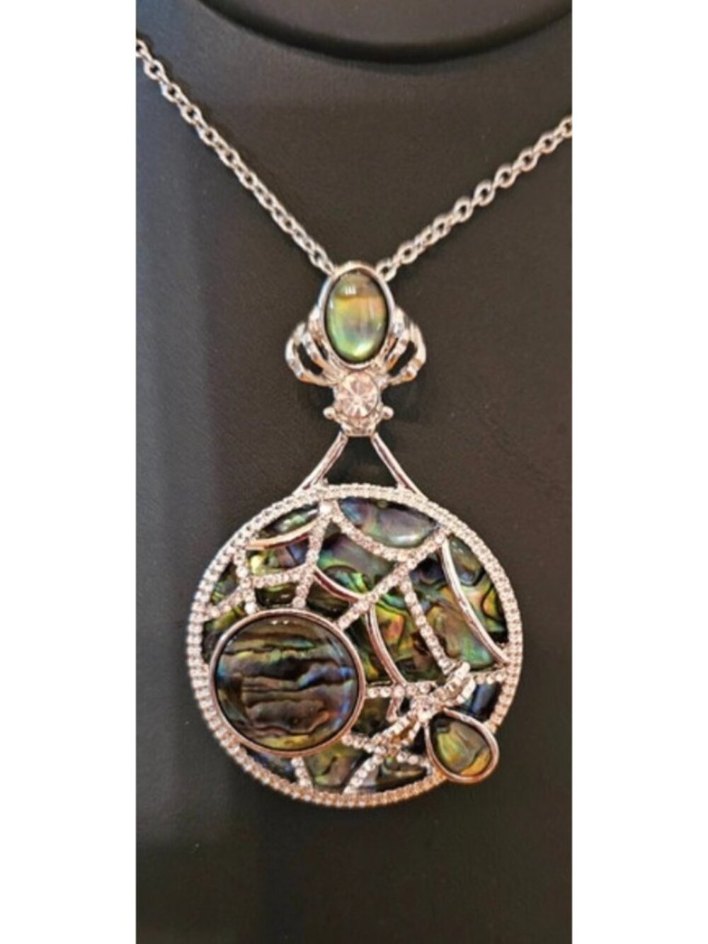 Abalone Shell Spider and Web Necklace